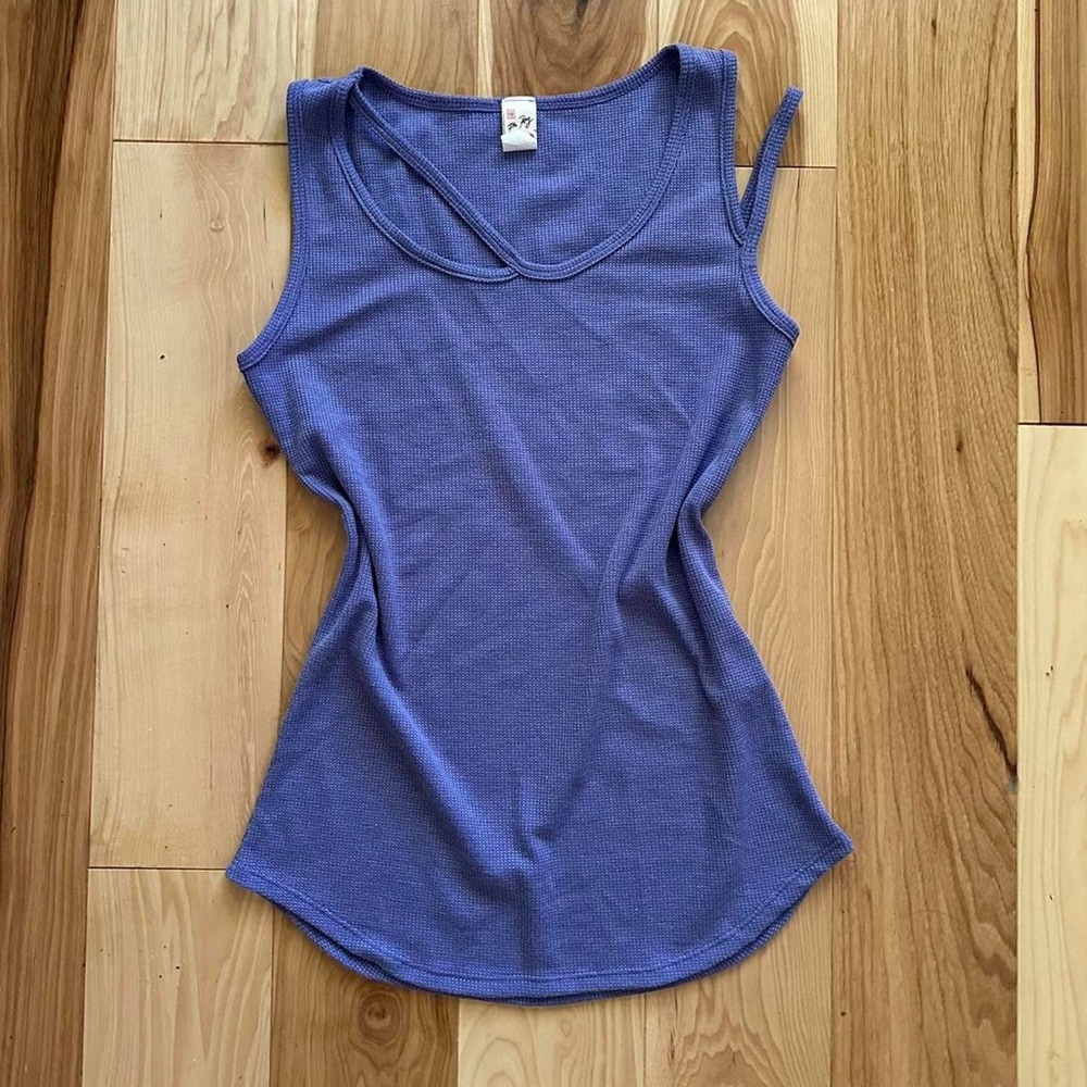 purple-y tank with cool strap detailing